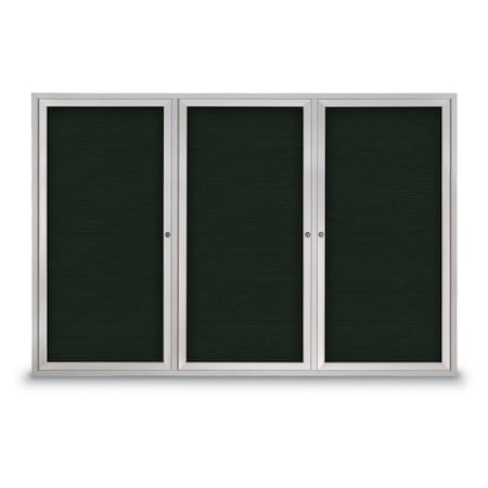 30x36 1-Door Enclosed Outdoor Letterboard,Green Felt/Satin Alum